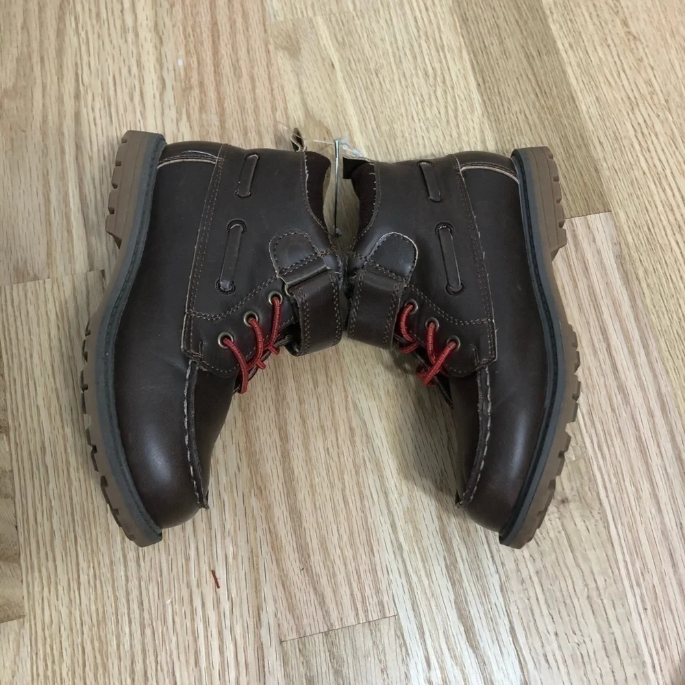 Osh Kosh B’gosh Brown Boy Boots Red Laces Sz 12 Kids Toddler